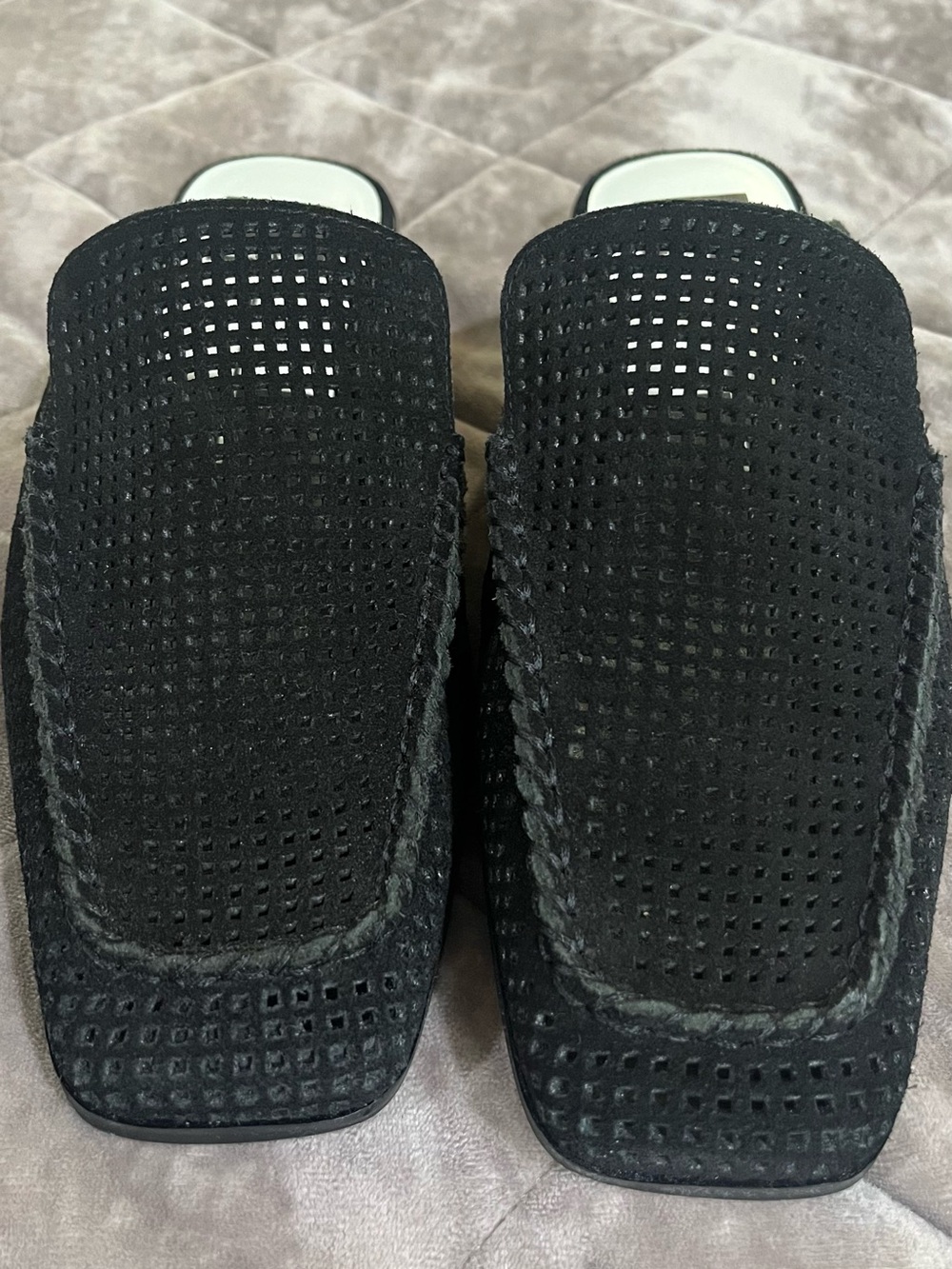 Dolce Vita Black Perforated Slip-On Mules with Braided Trim